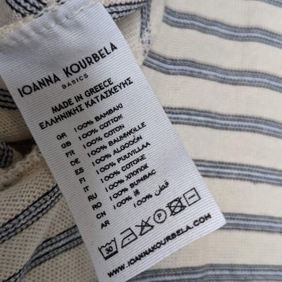 Ioanna Kourbela Ivory Striped Open Front Waterfall Cardigan Size M - Picture 7 of 7